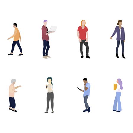 Man woman people cartoon colored flat collection. Vector guy character female and male, cartoon people girl and boy. Vector illustrationのイラスト素材