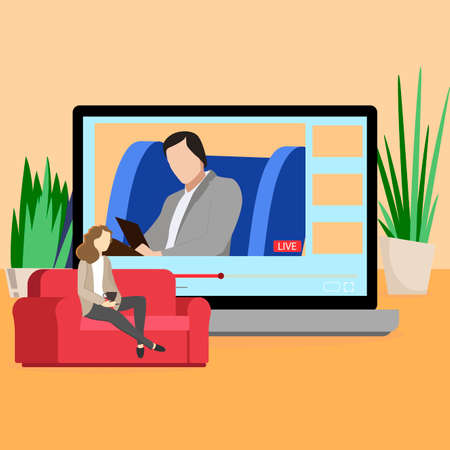 Online psychotherapy. Live stream psychologist consultation. Vector mental psychology, health help consultation depression, illustration helpline psychologist, support and counseling by psychiatristのイラスト素材
