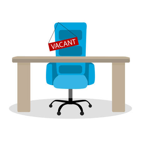 Vacant chair, hiring employment, recruitment candidate and hunting to talents, recruit staff for good vacancy in office. Vector illustration, searching employees, offering vacant jobのイラスト素材