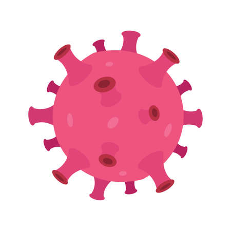 Virus microorganism bacteria, 2019-ncov flu icon, respiratory pathogen, red outbreak cause. Vector microbe cell, influenza coronavirus illustrationのイラスト素材
