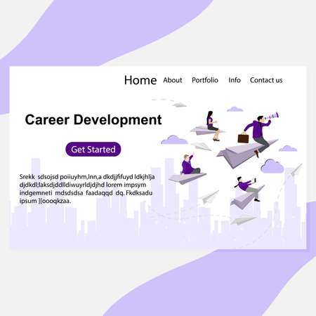 Career prospect and development landing page. Vector searching innovation opportunity, leader man challenge concept, cooperation strategy to prospects illustrationのイラスト素材
