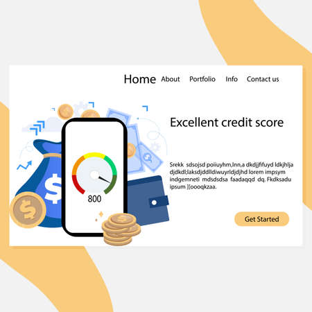 Urgent micro loans and cash loan in application landing page. Vector illustration application loan bank, cash indicator transactionのイラスト素材