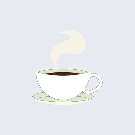 Cup of black coffee isolated, emblem for cafe. Coffee of cup, espresso caffeine, strong logotype illustrationのイラスト素材