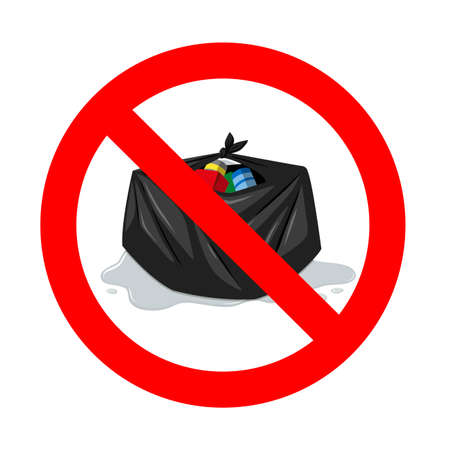 Do not litter icon sign. Vector no dumping, garbage throw banned rubbish, not dump trash, keep clean label illustrationのイラスト素材