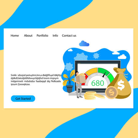 Bank online to get credit, mortgage or loan, according to credit score. Vector online agreement, finance payment debt, bank rating illustrationのイラスト素材