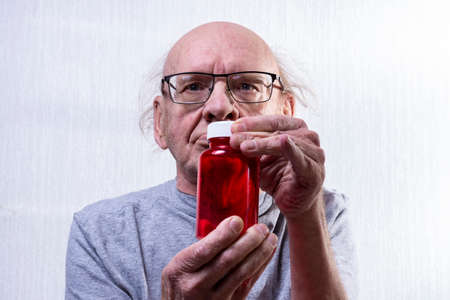 View from the front. Portrait. A jar of red. Electoral focus.
