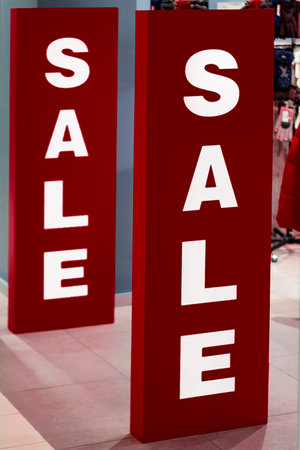 Light box at the entrance to the boutique. View from the side.の写真素材