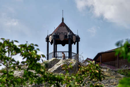 A gazebo on a hill. The observation deck. Sudak, Crimea - 10 October 2020.のeditorial素材