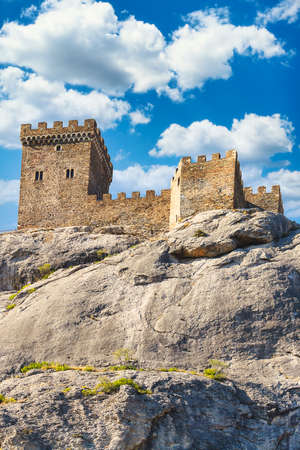 Sudak Genoese fortress. Sunny summer day. Beautiful nature. Crimea, Sudak - 10 October 2020.のeditorial素材