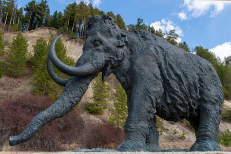 Statue of mammoth. Hunty-Mansiysk city, Russia - May 3, 2021