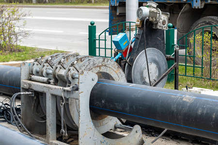 Industrial soldering iron for large PVC pipes.
