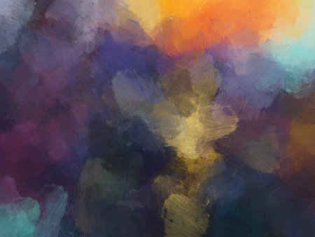 Oil paint brush abstract background colorfulの写真素材