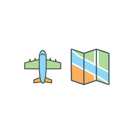 airplanes and mapのイラスト素材