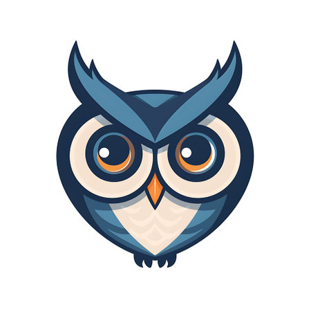 A modern owl with large eyes,のイラスト素材