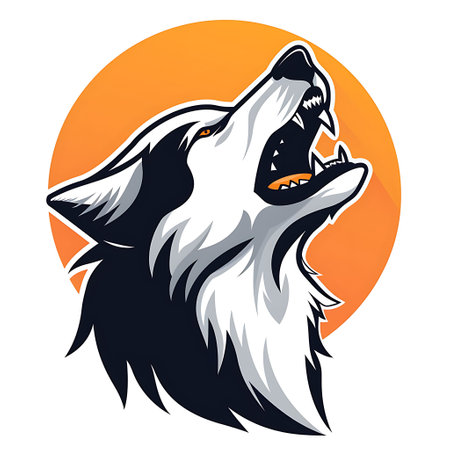 A howling wolf with a fierceのイラスト素材