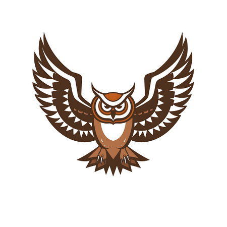 Owl with Spread Wings in Flightのイラスト素材