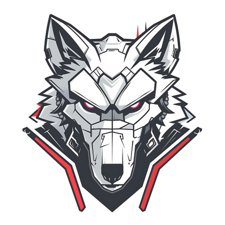 Mecha Wolf with Laser Eyes logoのイラスト素材