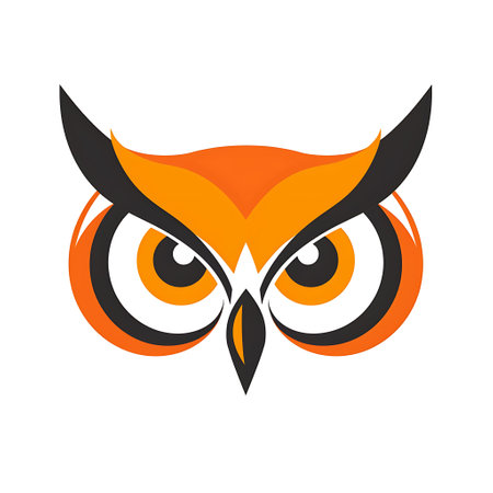 A modern owl with large eyes,のイラスト素材