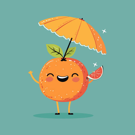 A grapefruit with a wide smileのイラスト素材