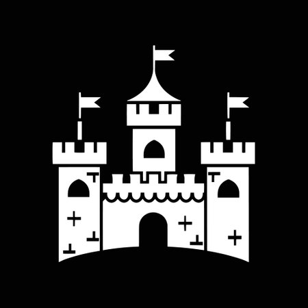 A simple white logo of an ancient castleのイラスト素材