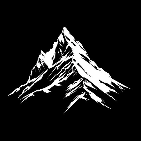white mountain silhouette on a black backgroundのイラスト素材
