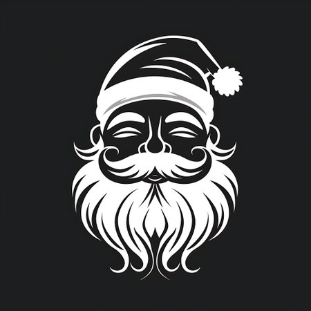 santa claus face black and whiteのイラスト素材