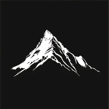 white mountain silhouette on a black backgroundのイラスト素材