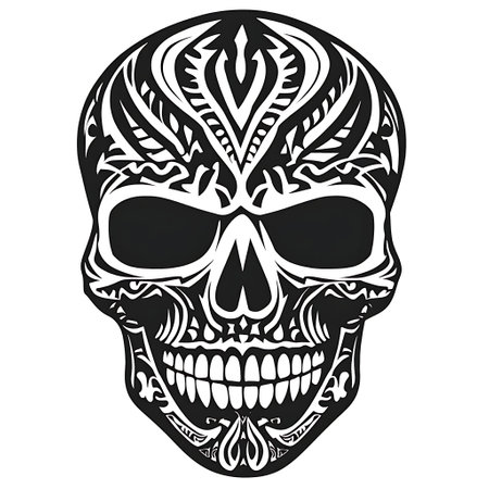 A skull with bold tribal patterns simple illustrationのイラスト素材