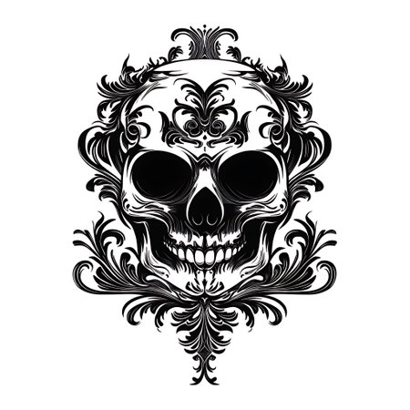 ornate skull with gothic elementsのイラスト素材
