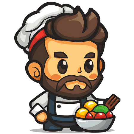 chef simple holding cookingのイラスト素材