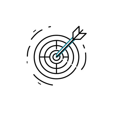 arrow hitting the bullseye on a targetのイラスト素材