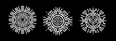 the sun in Aztec art logo conceptのイラスト素材