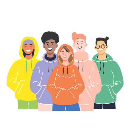 5 people simple flat illustration