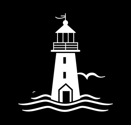 lighthouse on a black backgroundのイラスト素材