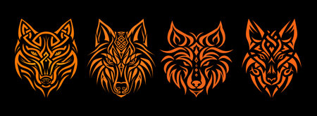 wolf head in the style of Celtic tribal artのイラスト素材