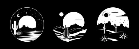 a moonlit desert landscapeのイラスト素材