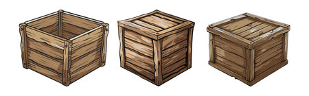 cartoon wooden crateのイラスト素材