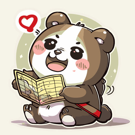 Bear holding a mapのイラスト素材
