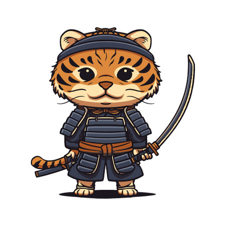 Tiger samurai illustration cuteのイラスト素材