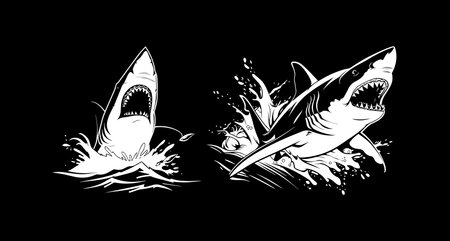 shark leaping out of waterのイラスト素材