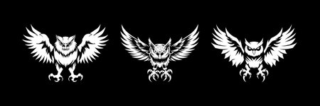 owl with wings spread wideのイラスト素材