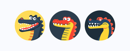 Round logo of a crocodileのイラスト素材