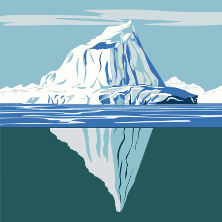 Melting iceberg due to climate changeのイラスト素材