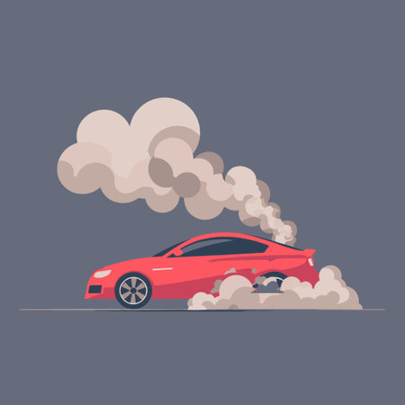 Car exhaust fumes polluting the airのイラスト素材