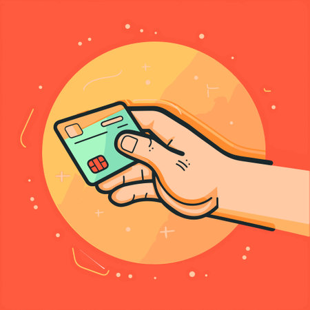 hand swiping or holding a credit cardのイラスト素材