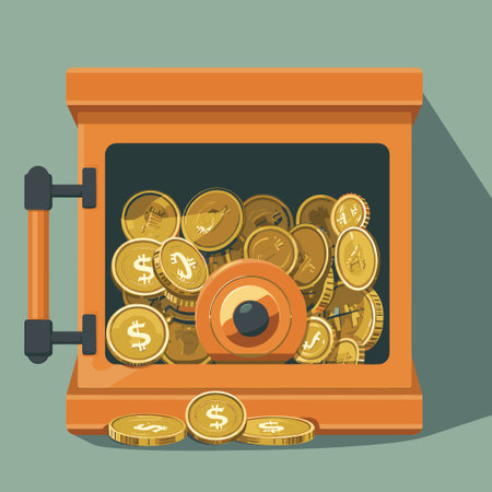 A secure safe full of cash and coinsのイラスト素材
