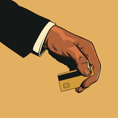 hand swiping or holding a credit cardのイラスト素材