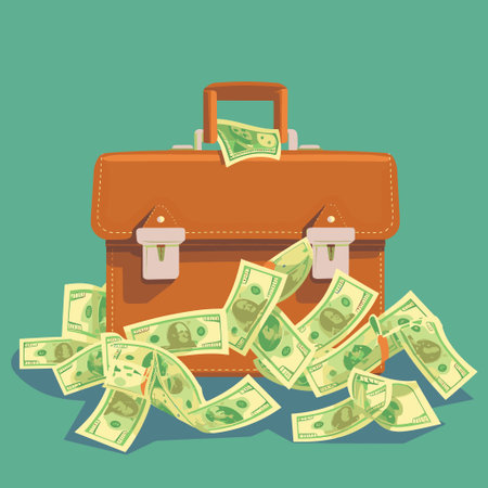 A professional briefcase overflowing with cashのイラスト素材