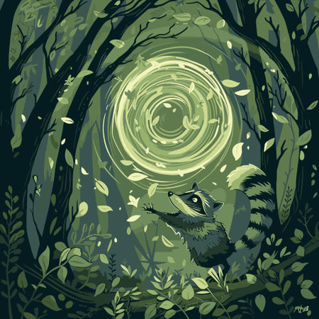 raccoon creating a swirling vortexのイラスト素材