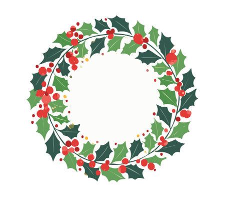 Wreath and Holly Frameのイラスト素材